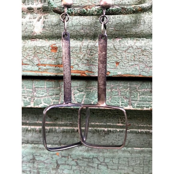 Vintage 1960s Abstract Dangle Earrings Sterling - Picture 6 of 11